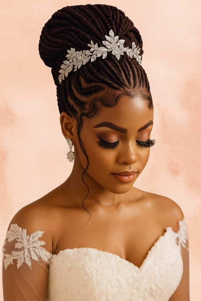 Flat Twist Updo with Crystal Clips