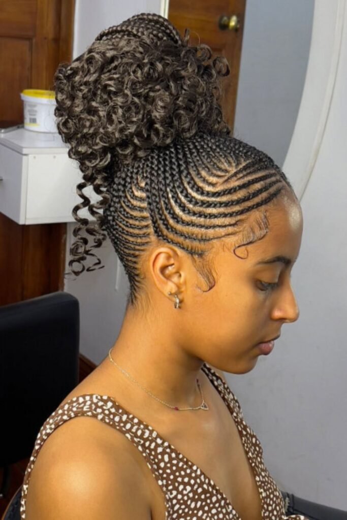 Fulani Braids in a High Bun