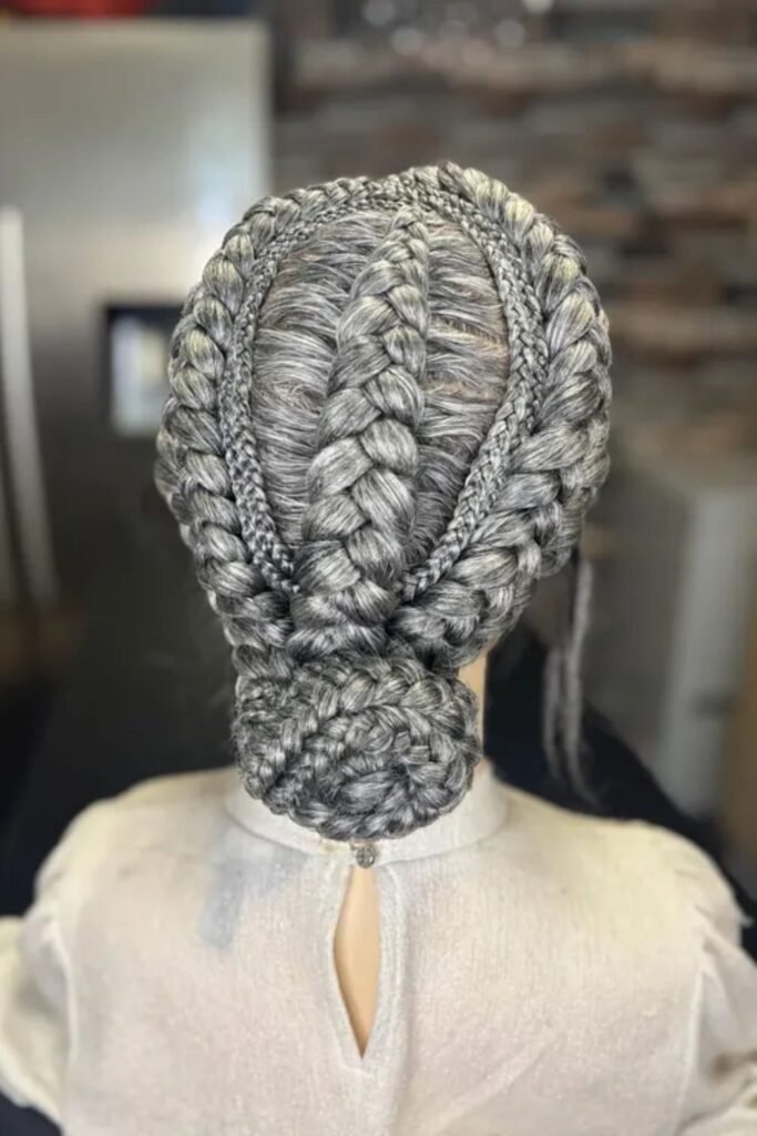 Ghostly Silver Braided Bun