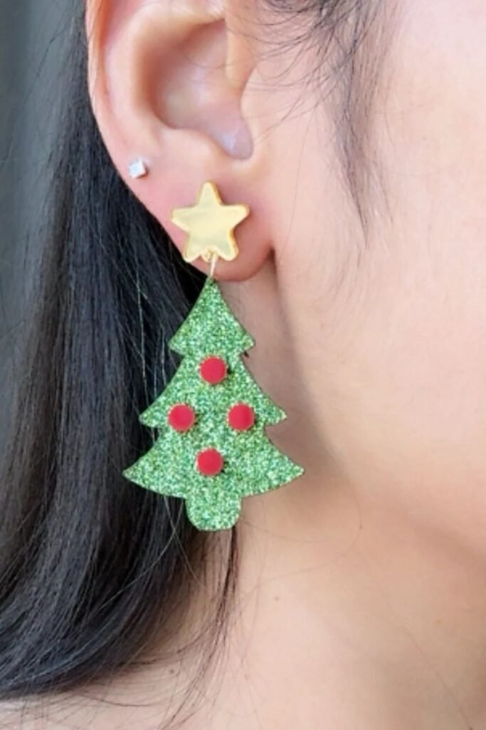 Glittery Christmas Tree Earrings