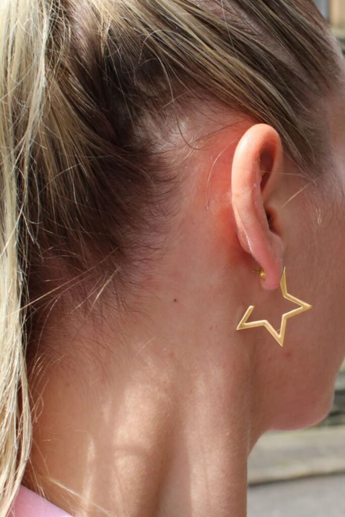 Gold Star Hoop Earrings