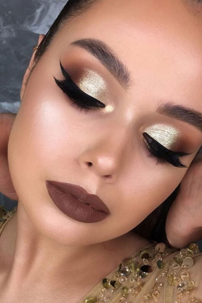 Golden Nude Glam Makeup