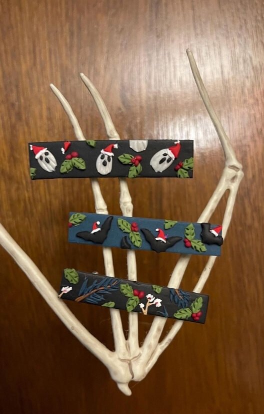Graveyard Scene Polymer Clay Barrette