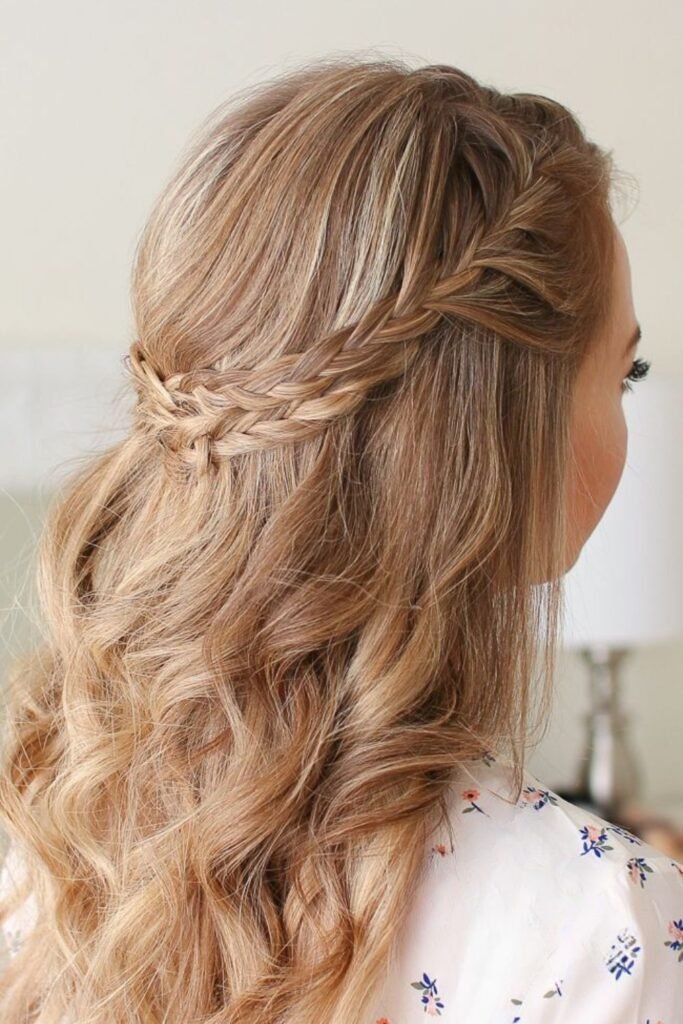 Half-Up Braided Pinned Style