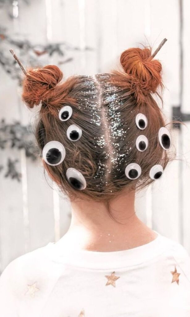 Half-Up Mini Buns with Witchy Charms