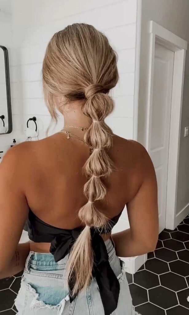 Low Pigtail Bubble Braids