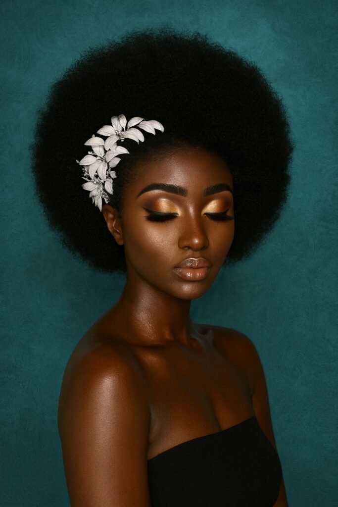 Natural Afro with Floral Halo