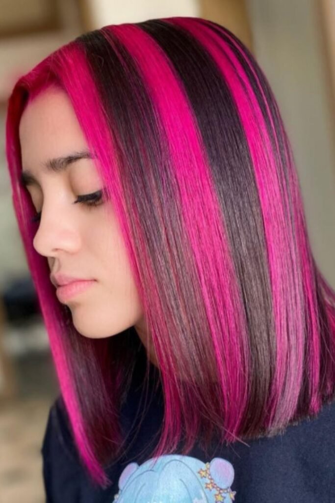 Neon Pink Pop on Straight Lob (1)