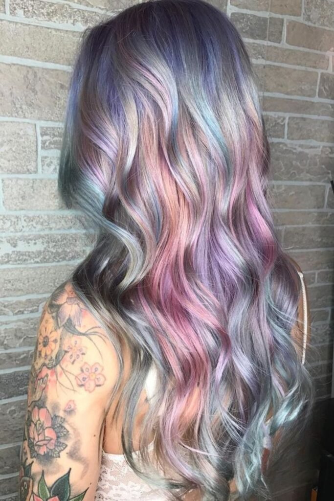 Pastel Rainbow Peekaboo for Wavy Hair
