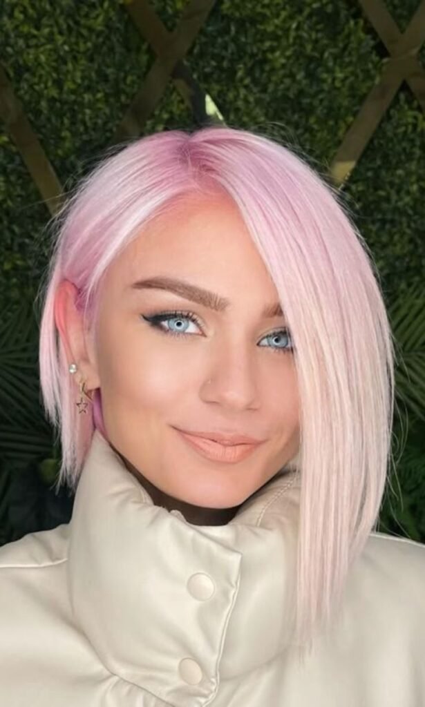 Pink Asymmetrical Bob