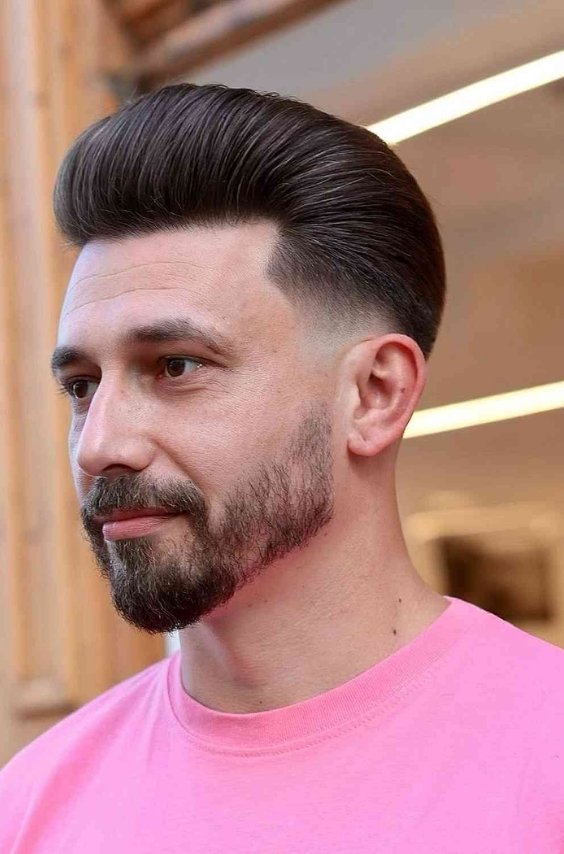 Pompadour Fade with Clean Taper