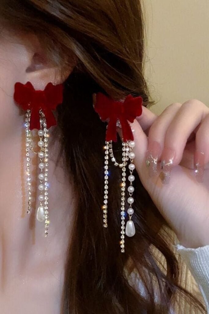 Red Velvet Ribbon Earrings