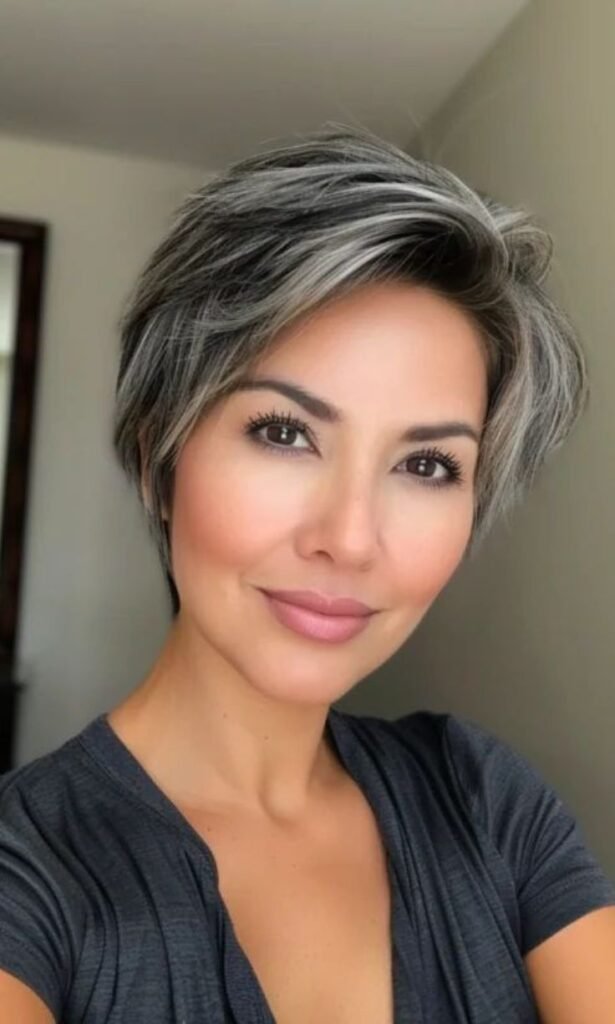 Salt And Pepper Pixie Cut