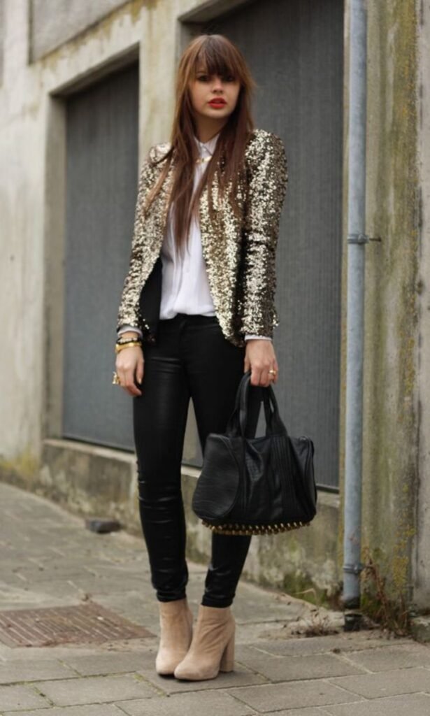 Sequin Jacket + Black Jeans
