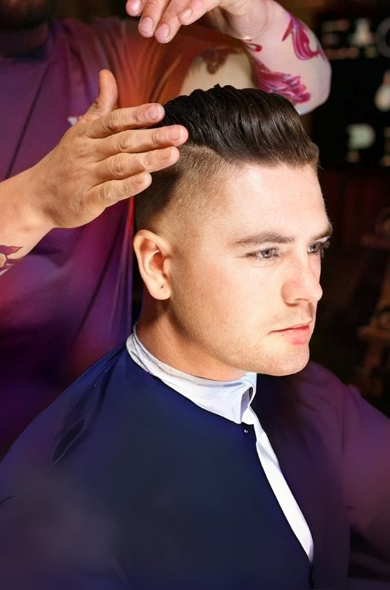 Side Part with Razor Detailing