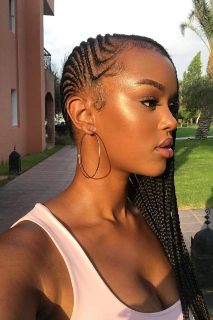 Side-Swept Cornrows