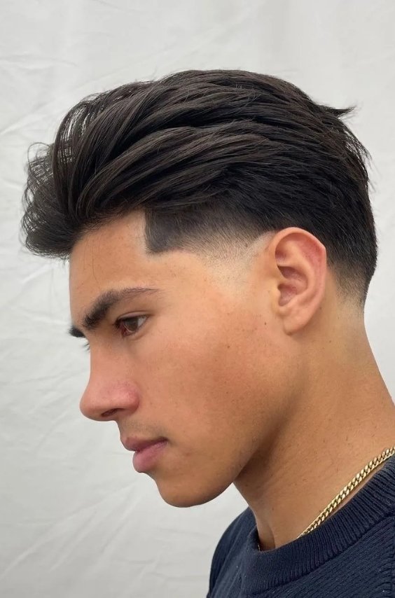 Slicked Back with Mid Fade