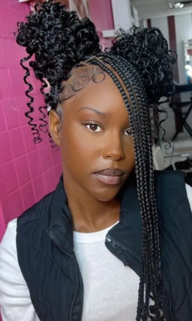 Space Buns with Kinky Twists