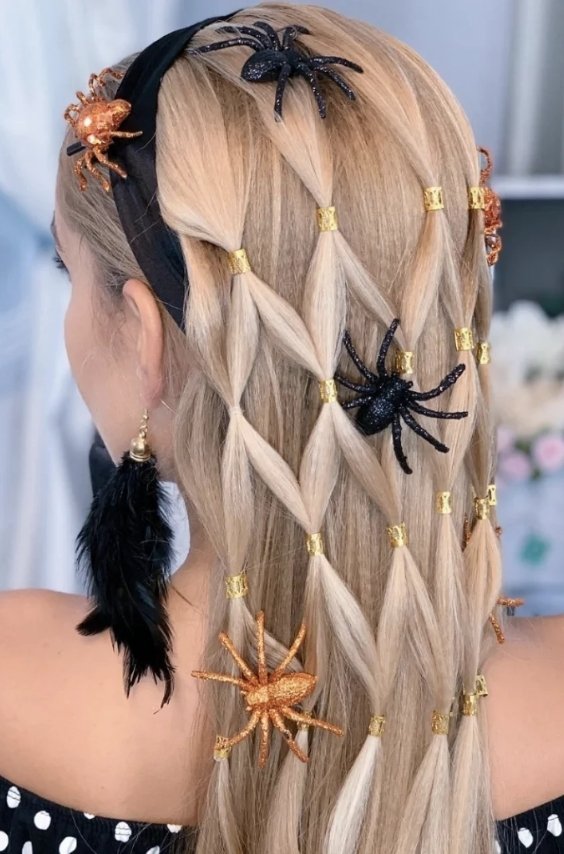 Spider Web Chic Bubble Ponytails