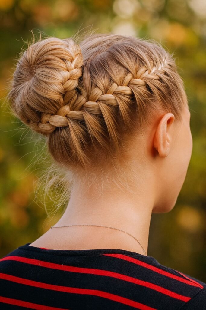 Tight Braided Bun with Clean Parting