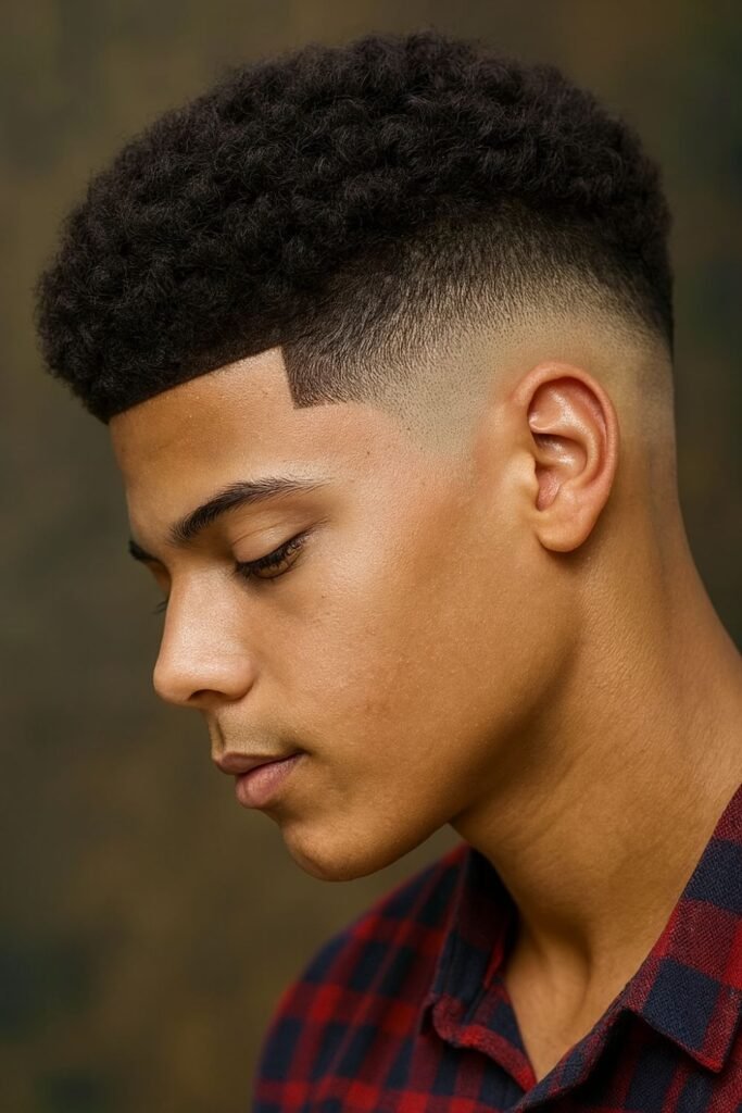 Tight Curly Broccoli With Fade And Shape Up