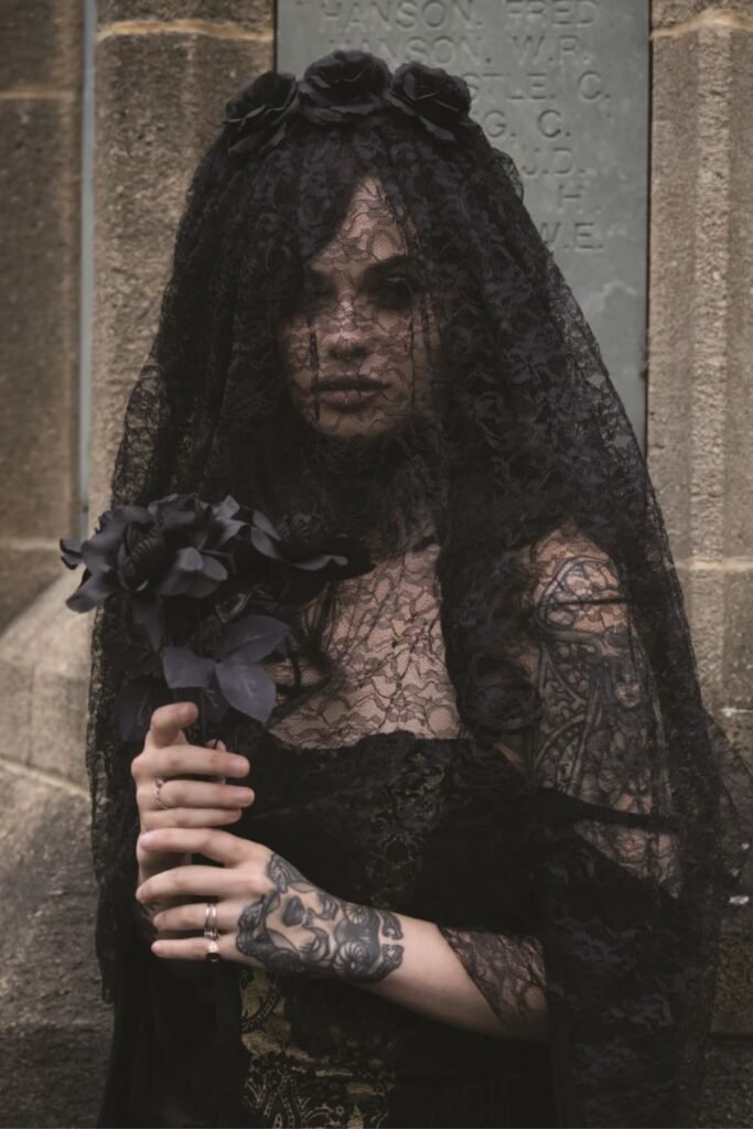 Witch Curls with Black Veil