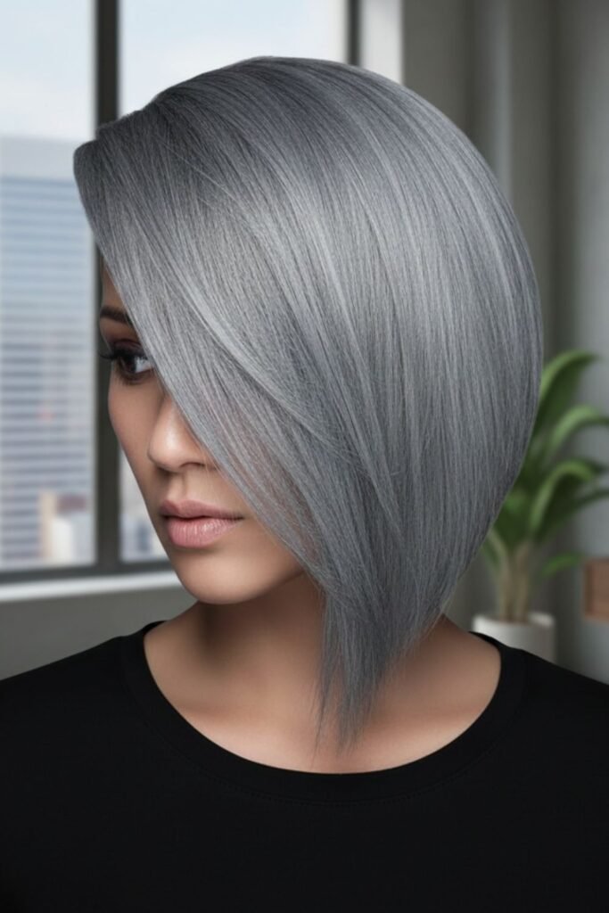 Asymmetrical Grey Bob