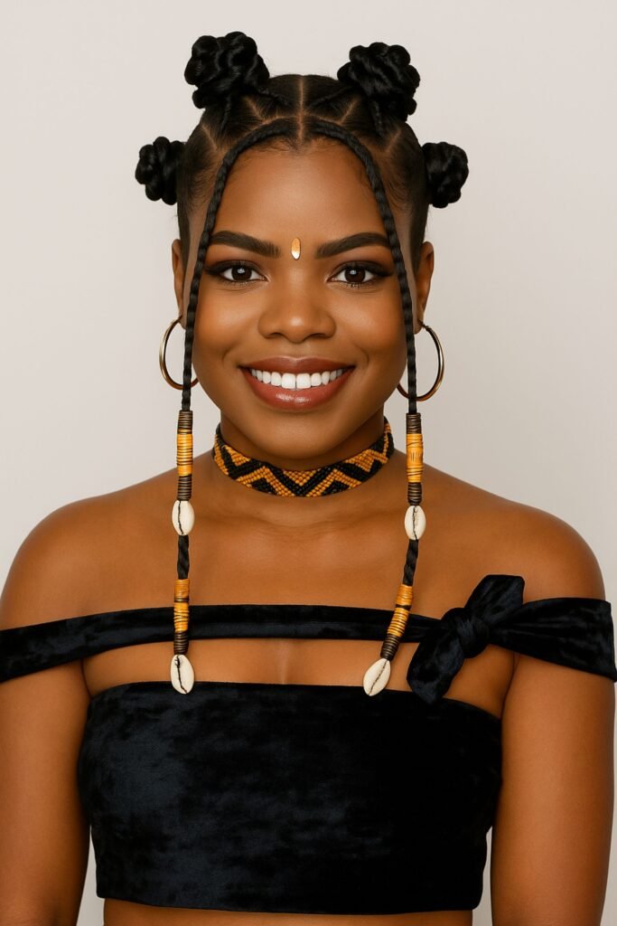 Bantu Knots With Undercut Design