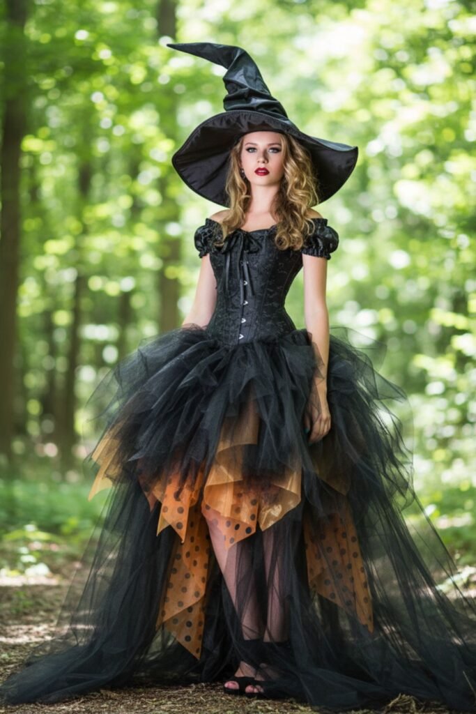 Black Lace Corset With Layered Tulle Skirt