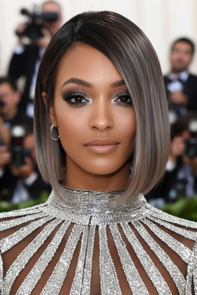 Blunt Cut Grey Bob