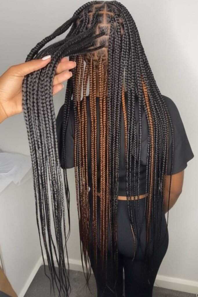 Brown and Black Peekaboo Braids