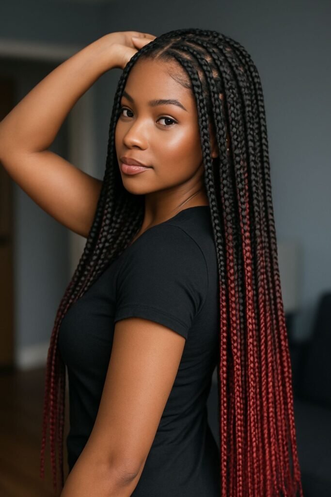 Burgundy Peekaboo Braids