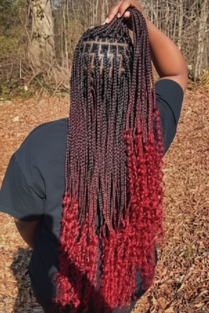 Burgundy and Black Peekaboo Braids