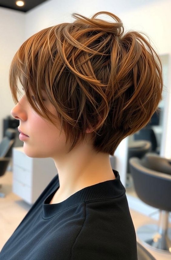 Chestnut Brown Textured Tousle Pixie