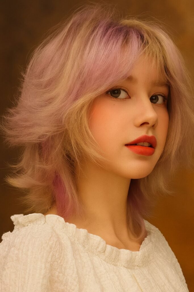 Choppy Wolf Cut with Pastel Layers