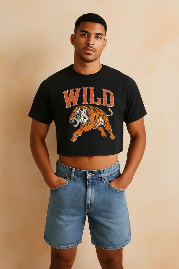 Cropped Graphic Tee + Denim Shorts