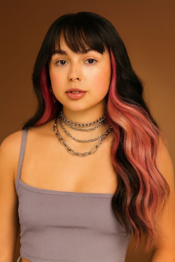 Curtain Bangs with Pastel Underlayers