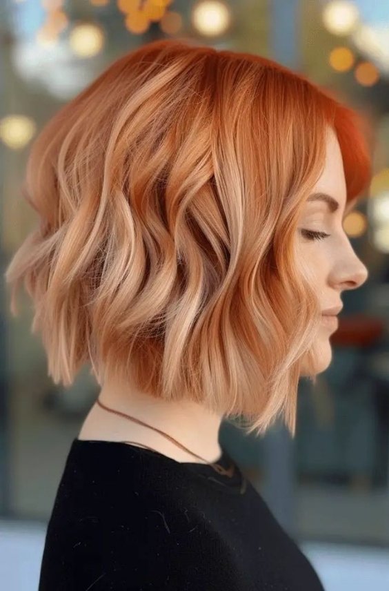 Dimensional Strawberry Blonde Bob