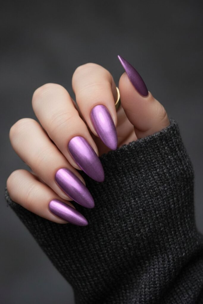 Disco Purple Chrome Nails