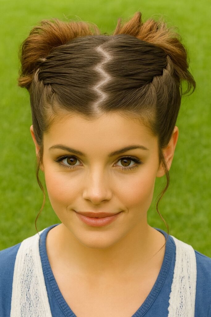 Double Zig Zag Bun with Braids 