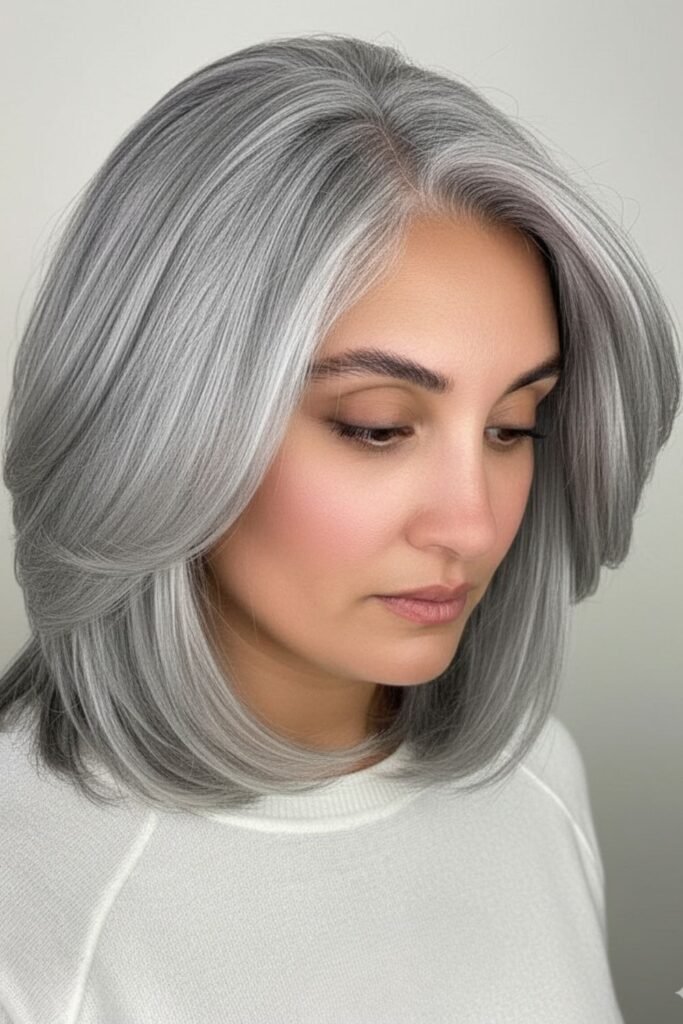 Feathered Grey Bob