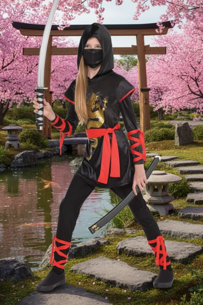 _Girl's Gold Dragon Ninja Costume