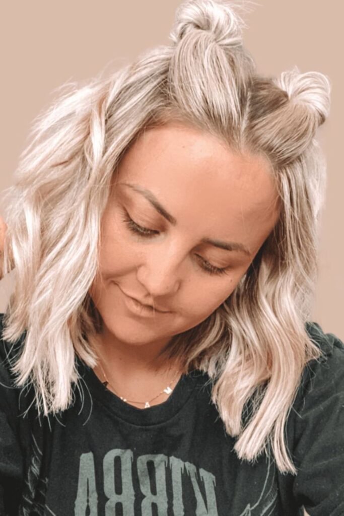 Half-Up Space Buns with Loose Waves
