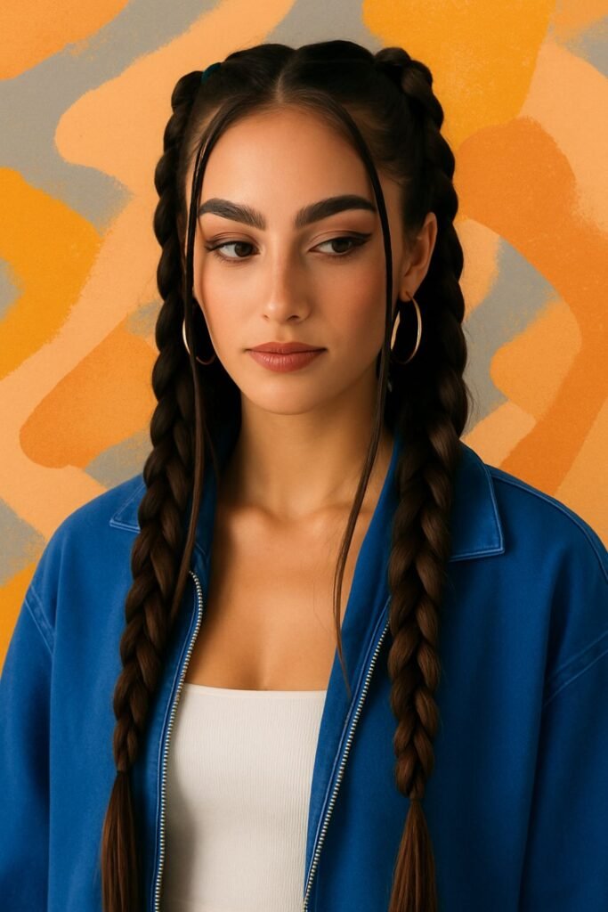 High Double Pigtails with Bubble Braids
