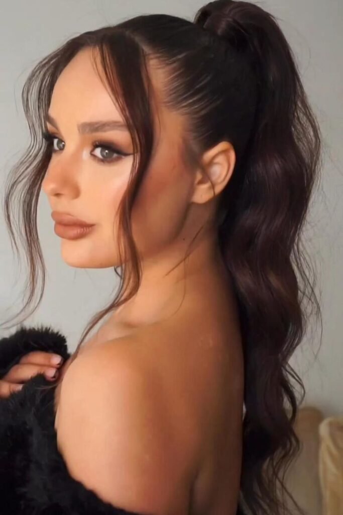 High Ponytail with Face-Framing Strands