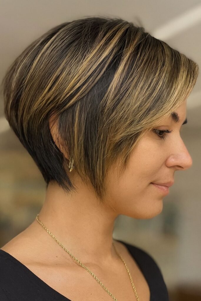 Inverted Stacked Bob Haircut with Choppy Layers