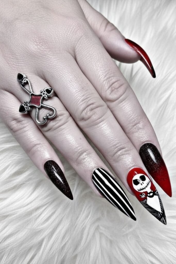 Jack Skellington Silhouette Nails
