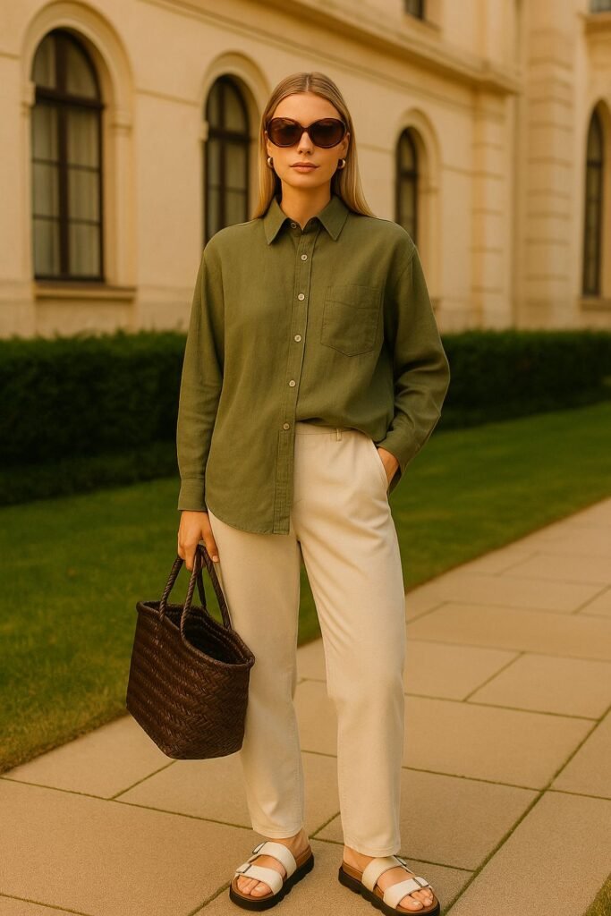 LINEN SHIRT + A-LINE SKIRT