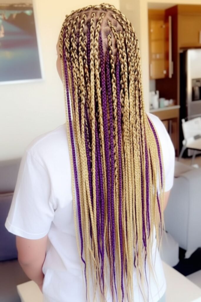 Lavender and Blonde Peekaboo Braids