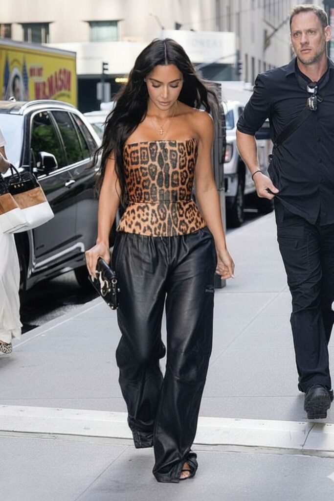 Leopard Corset With Leather Pants